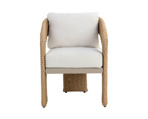Sunpan Pylos Dining Armchair - Stylish Outdoor Seating with Durable Wicker and Soft Performance Fabric Cushion Natural / Louis Cream
