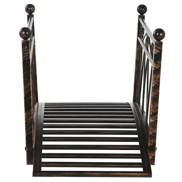 English Elm Outsunny 3.3' Elegant Metal Garden Bridge With Antique Scrollwork, Sturdy Safety Rails & Bronze Finish W2225P200683-GIGA