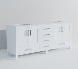 English Elm White Double Bath Vanity 80 in W x 22 in D with White Quartz Top, Solid Wood, Soft-Close Drawers and Ample Storage B2731P258936