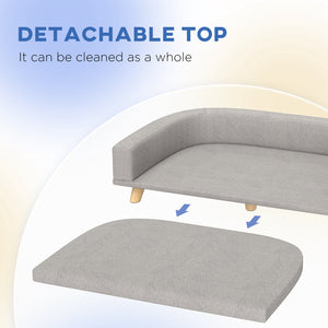 English Elm Pet Sofa Bed with Removable Washable Cushion Foam Padding and Pine Wood Legs T3971P407074