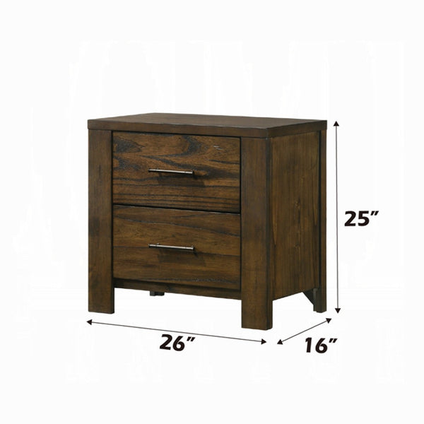 English Elm Wooden Nightstand With 2 Spacious Drawers In Warm Oak Finish – Classic, Durable Design For Your Bedroom B016P252981-GIGA