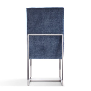 English Elm Element Blue Velvet Dining Chair - Modern Industrial Design, Plush Comfort, No Assembly Required! B365P397844
