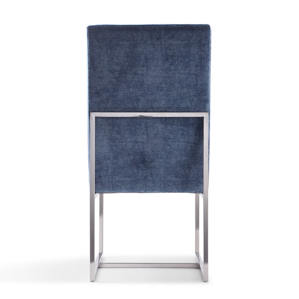 English Elm Element Blue Velvet Dining Chair - Modern Industrial Design, Plush Comfort, No Assembly Required! B365P397844