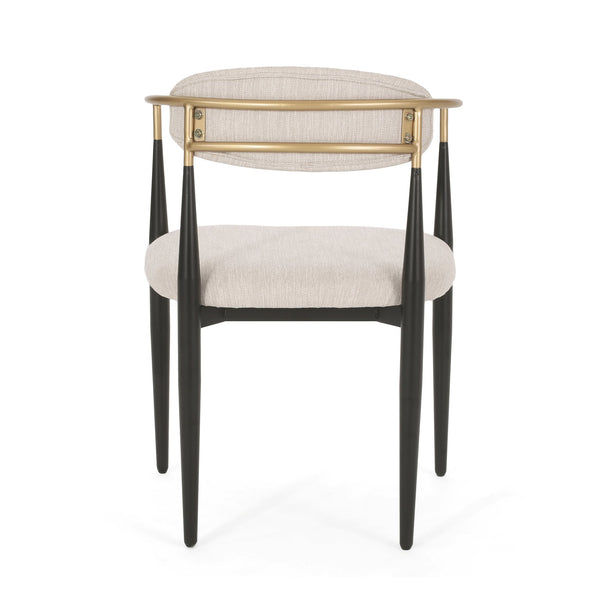 English Elm Dining Arm Chairs Set of 2 Gold Accent Iron Frame Upholstered Modern Minimalist N771P392272A