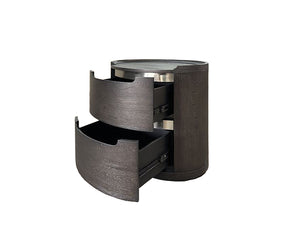 English Elm Modern Matte Two-drawer Nightstand with Dovetail Joints and Felt-lined Storage Black B2741P431069