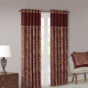 English Elm Jacquard Madison Park Aubrey Window Curtain Pair with Paisley Jacquard, Faux Silk Piping, OEKO-TEX Certified Elegance Multicolor 3.05 L x 10.24 W x 9.45 H B03598093