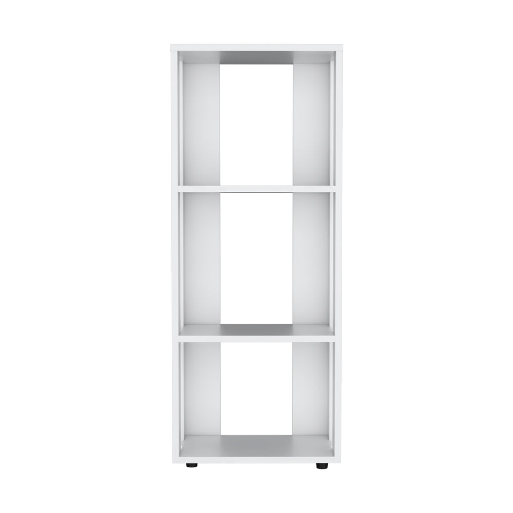 English Elm FM Modoc Melamine Bookcase White with 3 Open Shelves, Slim Tall Storage for Books Decor Office Home B128P269889