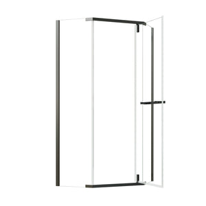 English Elm Corner Frameless Neo-angle Pivot Shower Enclosure with Tempered Glass and Sleek Hardware W637P348794