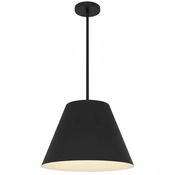 English Elm 16 Inch Sculptural Matte Pendant Light with Etched Glass Diffuser for Kitchen or Dining Black B370P403644