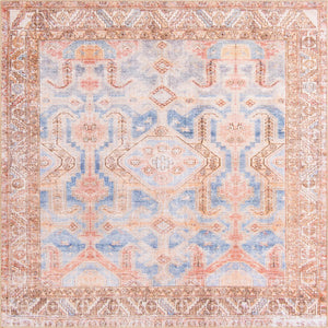 Unique Loom Timeless Paul Machine Made Medallion Rug Blue, Beige/Brown/Rust Red 7' 6" x 7' 7"