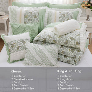 English Elm 9 Piece Cotton Percale Comforter Set For California King – Cozy, Stylish, Easy Care & Layering! B035P294111