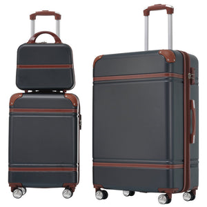 English Elm Hardshell 3 Piece Abs Spinner Luggage Set with Tsa Lock Lightweight Travel Suitcases Black N732P171585B