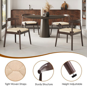 English Elm Weave Dining Chairs Set Of 2 - Mid-Century Modern Oak Frame With Handwoven Seats For Any Space T3623P371951-GIGA