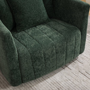 English Elm 39"w Chenille Barrel Swivel Chair Tufted Pumpkin Silhouette Cozy Reading Accent Seat Green W3118S00041