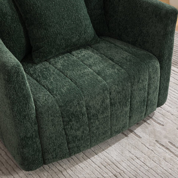 English Elm 39"w Chenille Barrel Swivel Chair Tufted Pumpkin Silhouette Cozy Reading Accent Seat Green W3118S00041