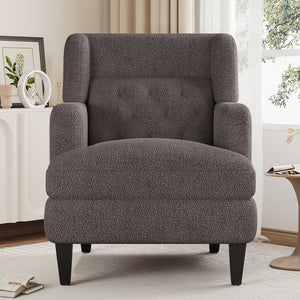 English Elm Christopher Knight Home® - Upholstered Teddy Fleece Armchair with Tufted Back, Contemporary Cozy Accent Seat for Living Room Brown N763P193158D