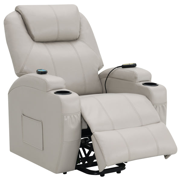 English Elm Selwyn Champagne Power Lift Massage Recliner with Heat, Faux Leather Upholstery & Smooth Recline (98) B062P375531