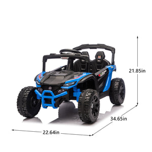 English Elm 24v Kids Utv Ride on with Dual 80w Motors Remote Control and Four Wheel Suspension Blue W1578P342132