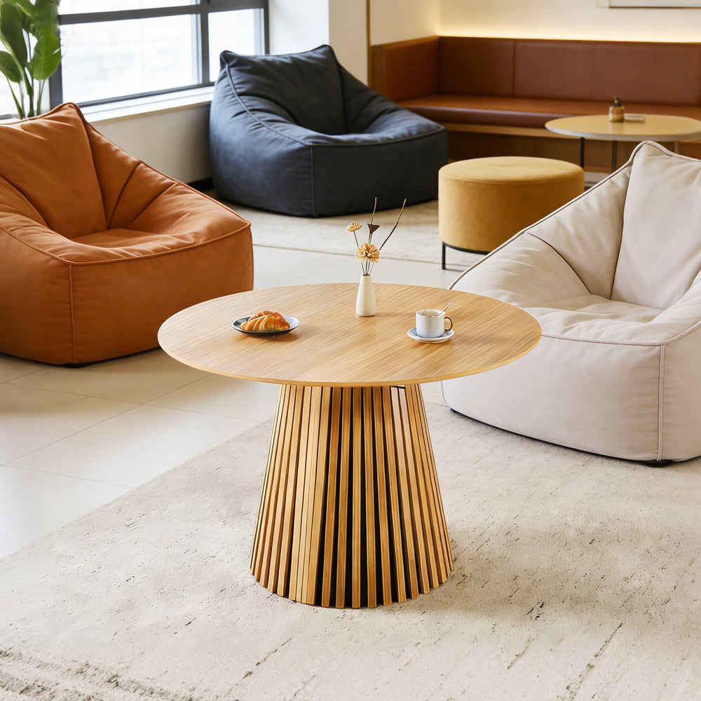 English Elm Extendable Mid-century Pedestal Dining Table Seats up to Ten with Tapered Metal Legs W3766S00001