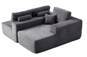 English Elm 104" Plush Corduroy L-shaped Sectional Sofa Deep Seating Modular Couch for Living Room W3975S00034