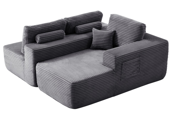 English Elm 104" Plush Corduroy L-shaped Sectional Sofa Deep Seating Modular Couch for Living Room W3975S00034