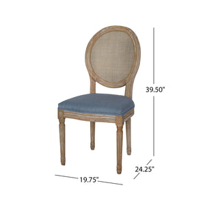 English Elm Christopher Knight Home® - DININGCHAIR Elegant Wicker & Fabric Dining Seat with Carved Legs Distressed Finish for Stylish Homes Light Blue 65165.00LBLU