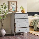 4-Drawer Solid Wood Dresser BR4DDRGY-T Grey BR4DDRGY-T Walker Edison