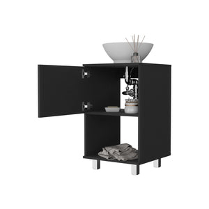English Elm Malibu Black Single Bathroom Vanity Cabinet with Open Shelf, Particle Board, 12.24" Door, Easy Assemble B128S00071