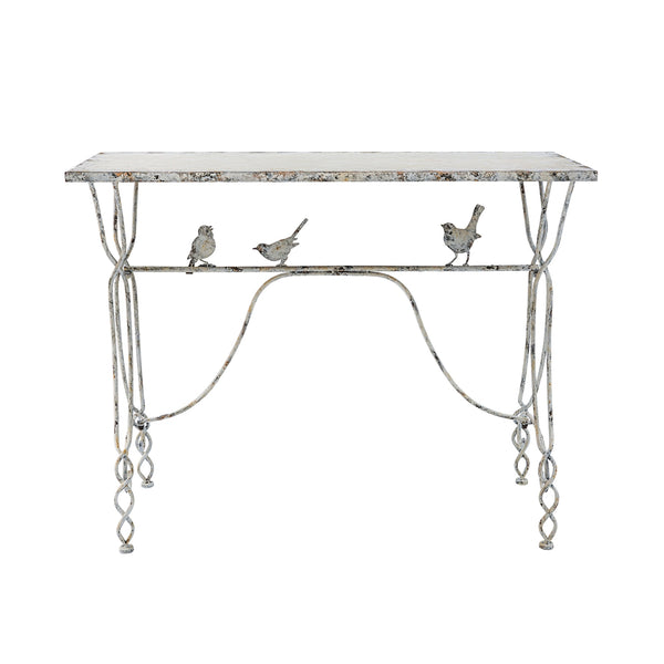 English Elm 43x16.5x34" Iron Console Table Twisted Legs Bird Sculptures Shabby Chic Entryway W2078P453111