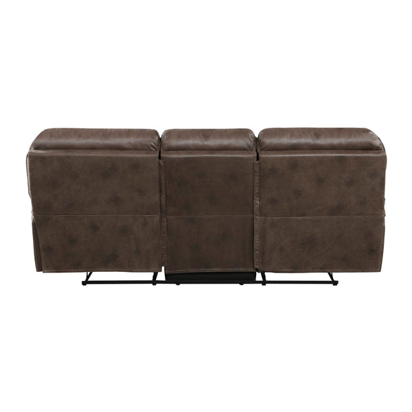 English Elm Plush Microfiber Power Reclining Sofa with Usb Port and Solid Wood Frame Brown B011P230404