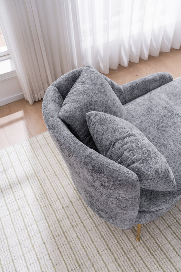 English Elm 58'' Chenille Chaise Lounge with Footstool Pocket Spring Comfort for Bedroom Living Room W2363S00089