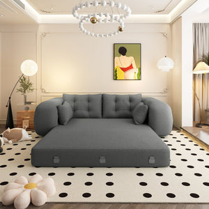 English Elm Human 78.7" Multi-Functional Foldable Sofa Bed – 3-in-1 Teddy Foam Sleeper, Removable Cushions, 2-Seater Guest Lounge Grey W1885P277277