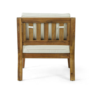 English Elm Christopher Knight Home® - Set of 2 Acacia Wood Patio Club Chairs with Water-Resistant Beige Cushions, Durable Teak Finish Seating 70787.00BGE-2