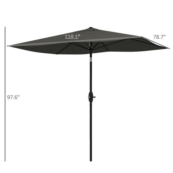 English Elm Outsunny 6.5' X 10' Rectangular Patio Umbrella With Crank, Tilt & Uv Protection For Outdoor Comfort W2225P174142-GIGA