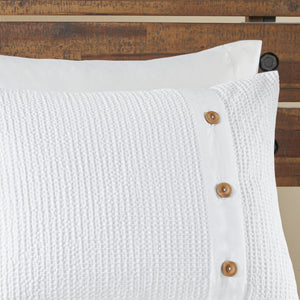 English Elm Full/Queen Finely 3-Piece Cotton Waffle Weave Duvet Cover Set with Wooden Buttons, OEKO-TEX Safe and Textured Comfort B035129156