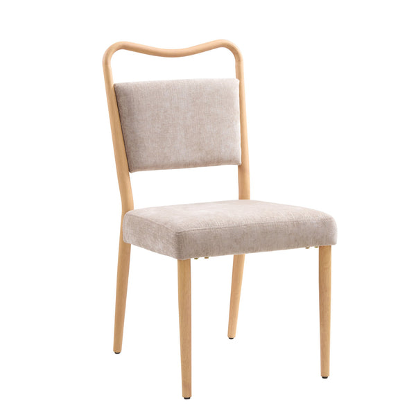 English Elm Armless Dining Chairs Iron Frame Wood Grain Finish Ergonomic Cushioned Seat Set of 2 N771P345831K