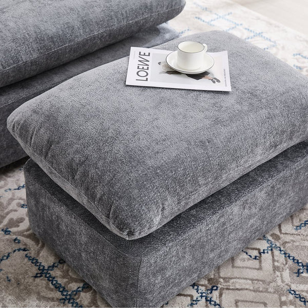 English Elm 360° 360 Swivel Oversized Chenille Armchair with Pocket Spring Seat and Three Throw Pillows Grey W1361S00093