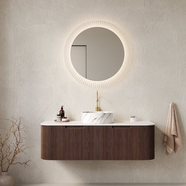 English Elm Dina 48" Wall-Mounted Bathroom Vanity With Ceramic Basin, Storage Cabinet, Dark Walnut Finish & Drawers W2615S00453