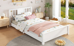 English Elm Twin Low Profile Floor Bed with Guardrails Pine Wood Frame Minimalist Bedroom White W1580P438797