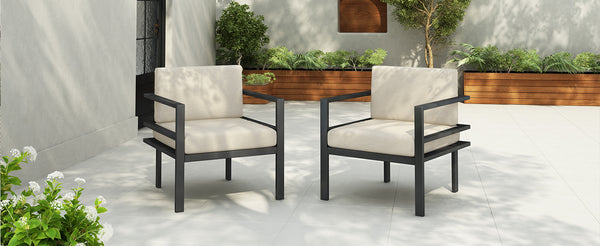 English Elm Christopher Knight Home® - [Set Of 2] 27.7'' Modern Lounge Chairs With Weather-Resistant Cushions For Stylish Outdoor Comfort N767P237029B_2