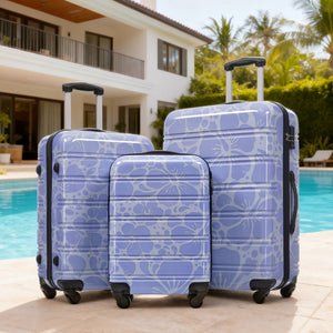 English Elm Hardshell Polycarbonate Luggage Set Three Piece Tsa Lock Spinner Travel Suitcases Blue N732P306618C