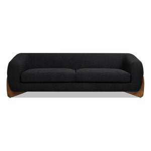 English Elm Jennifer Taylor Home - Alpine 90.5" Sherpa Sofa in Ebony Bouclé with 24" Deep Seats, Removable Cushions & Oak Legs Black B2719P238344
