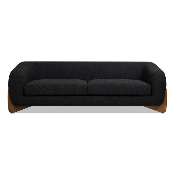 English Elm Jennifer Taylor Home - Alpine 90.5" Sherpa Sofa in Ebony Bouclé with 24" Deep Seats, Removable Cushions & Oak Legs Black B2719P238344
