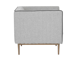 Sunpan Batavia Armchair - Bold Design with Channel Tufting, Sleek Piping, and a Stylish Bronze Base Belfast Heather Grey