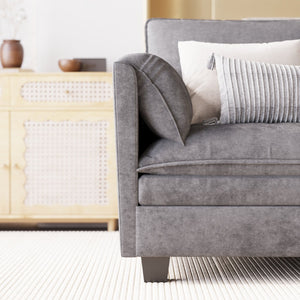 English Elm 107.8'' Large L-Shaped 3-Seater Sofa With Movable Ottoman & Pockets - Modern Comfort For Any Space W680S00046