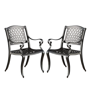 English Elm Cayman Arch Back Cast Aluminum Mesh Outdoor Dining Chairs Weather Resistant Set 54587.00SAD