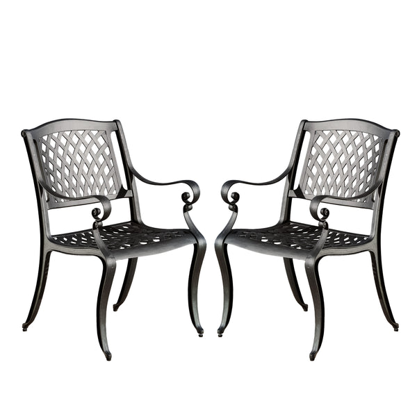 English Elm Cayman Arch Back Cast Aluminum Mesh Outdoor Dining Chairs Weather Resistant Set 54587.00SAD