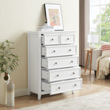 Modern 6-Drawer Cabinet for Living Room, Farmhouse Dresser Organizer White