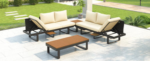 English Elm Outdoor Sectional Sofa Set - Stylish Modular Patio Seating With Adjustable Recline & Storage Solutions N719Z000170A-GIGA