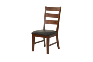 English Elm Contemporary Rectangular Dining Table Set 7pc with 18" Expandable Leaf, Faux Leather Chairs, Warm Finish Walnut 65 L x 48 W x 10 H B011S01093